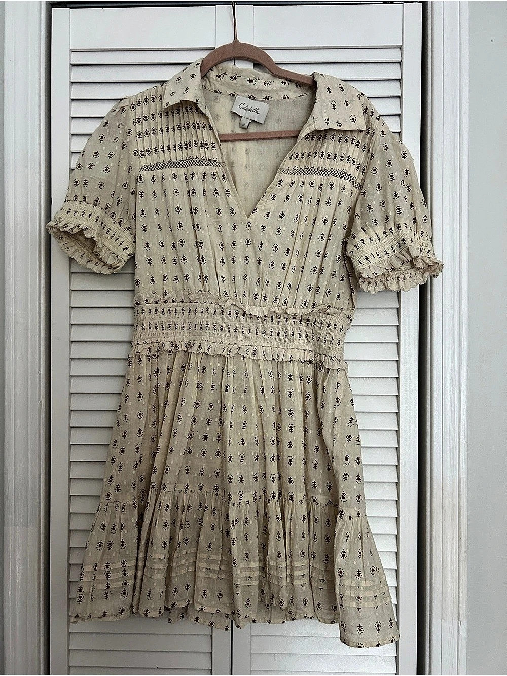 Cleobella Floral Mini Dress in Cream Size Small Like New
